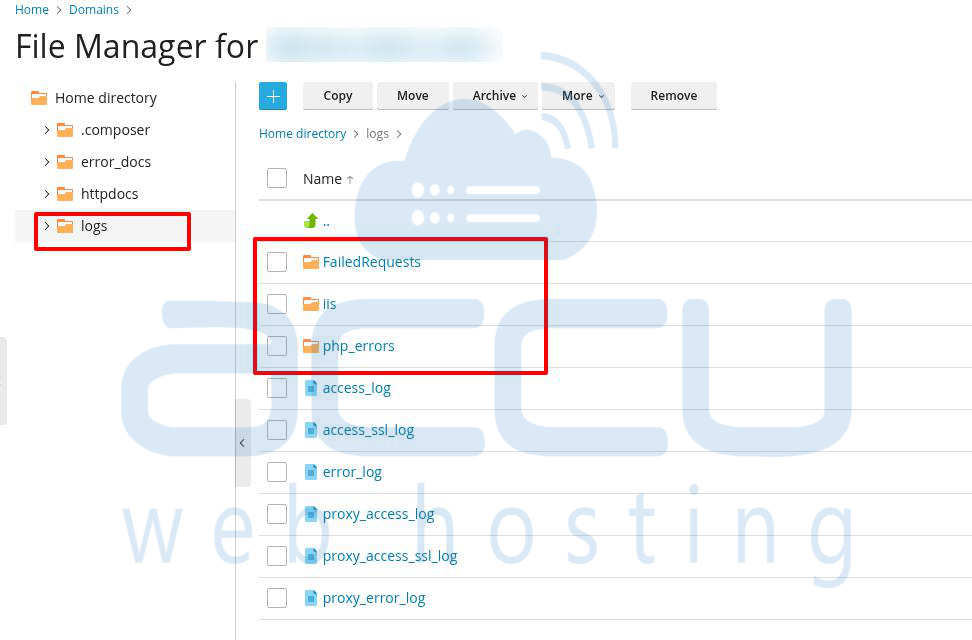Logs directory in File Manager