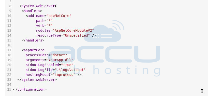web.config aspNetCore section