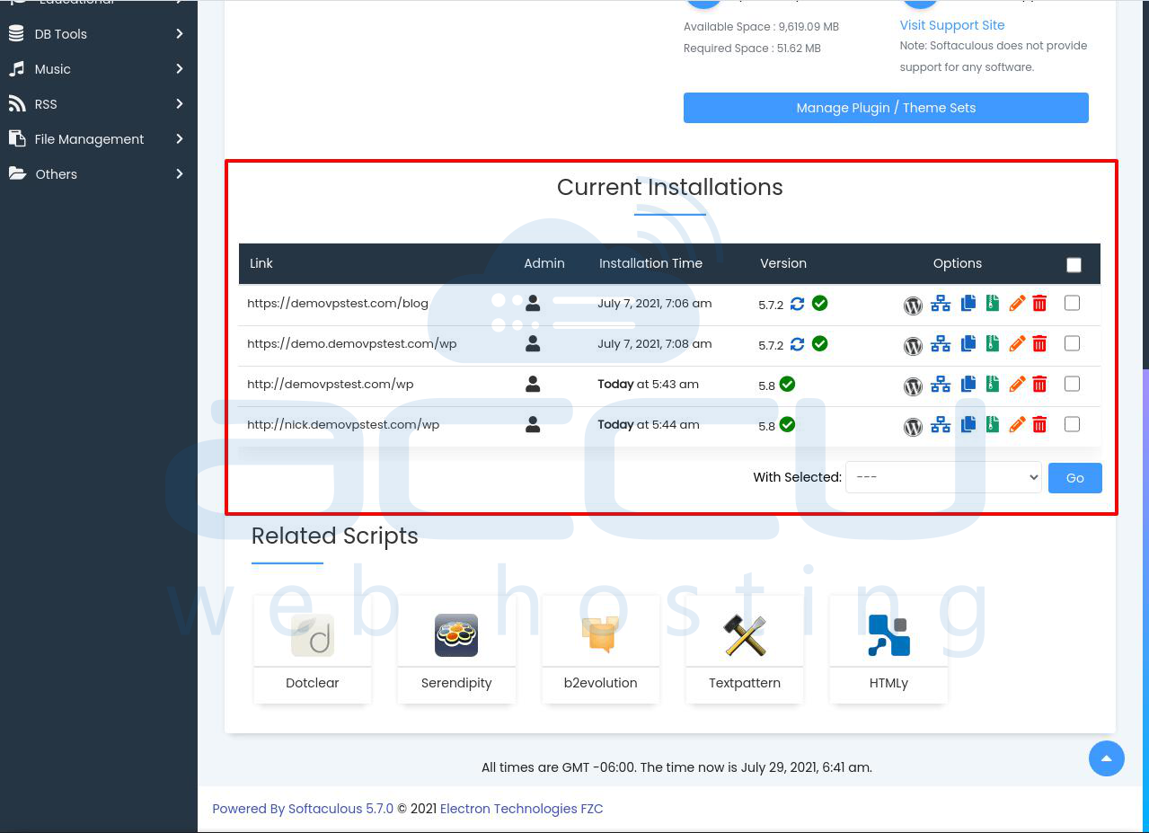 wordpress cpanel login