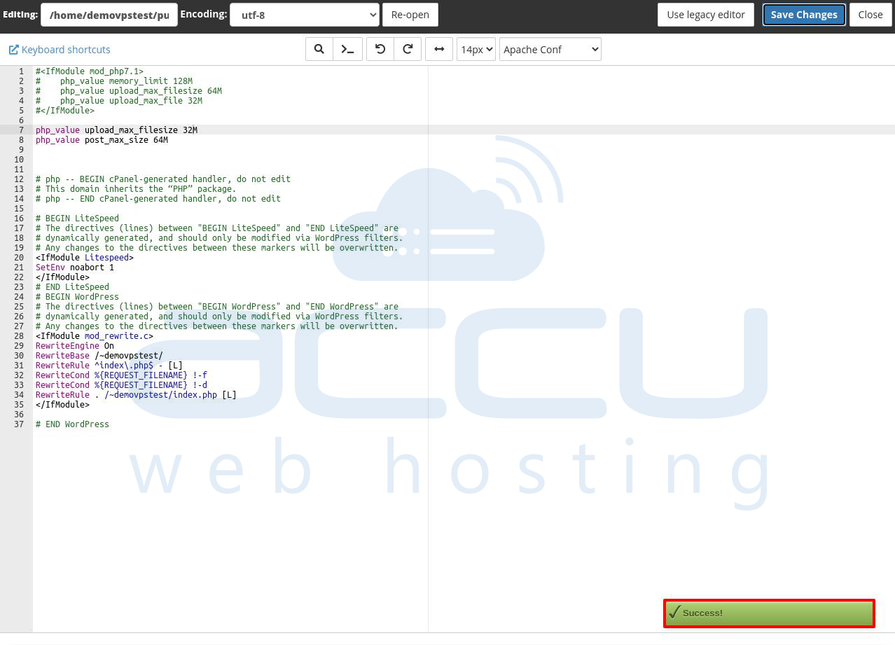 Data Saved in .htaccess File