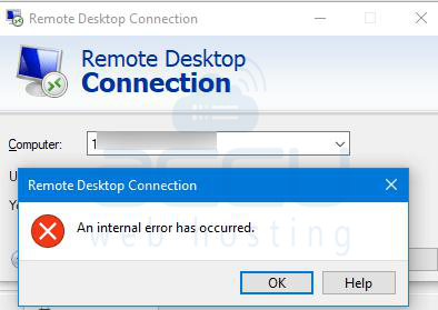 remote desktop connection an internal error has occured