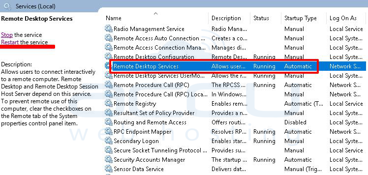 remote desktop an internal error has occurred