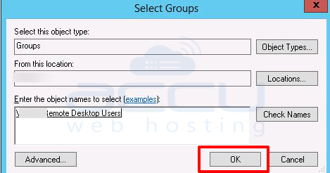 Select Group dialogue box