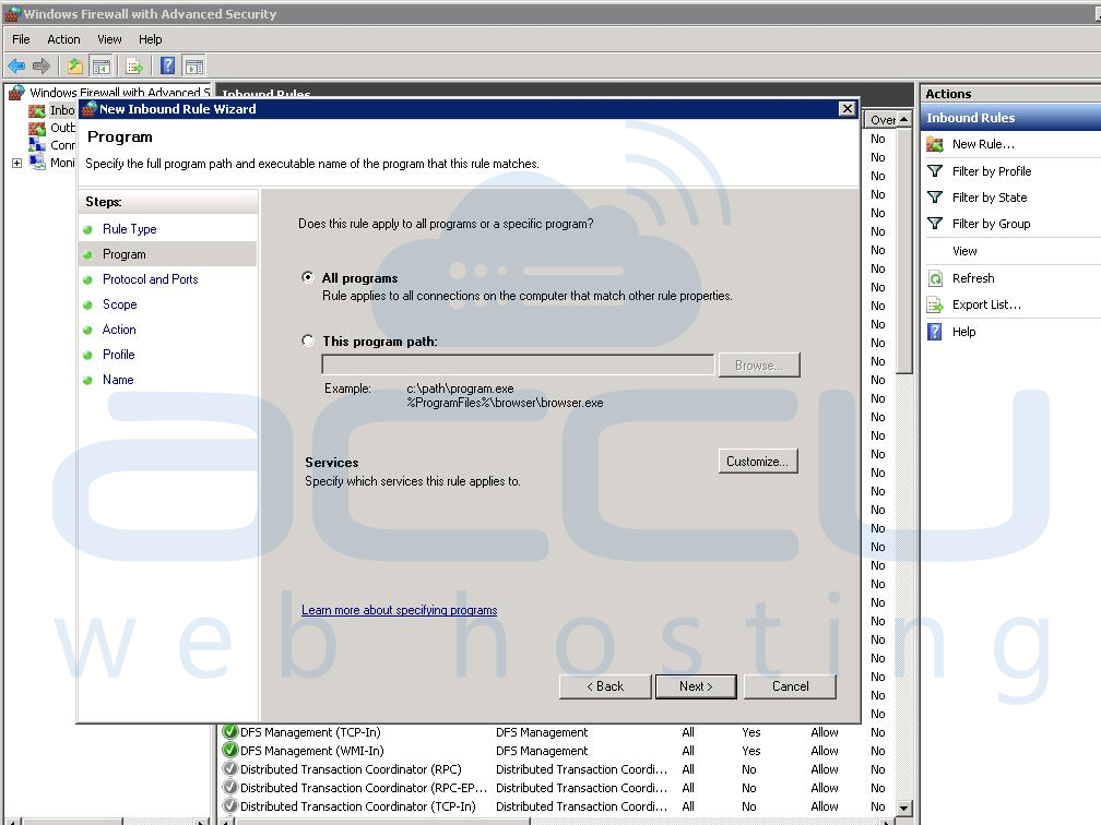 firewall builder allow web server access