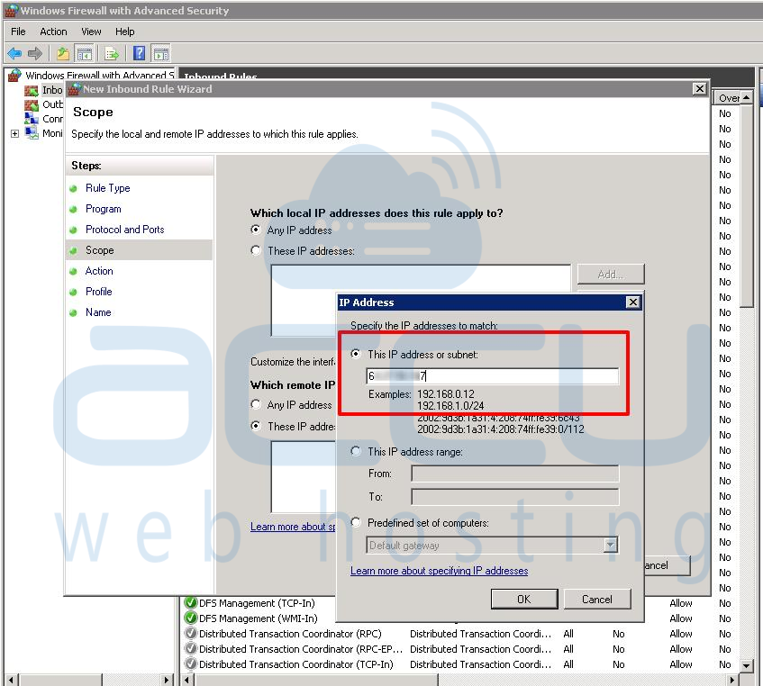 How To Configure The Windows Firewall To Allow Only Specific Ip Address To Connect Your Ports Knowledgebase Accuwebhosting