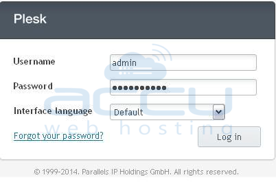 Plesk Login Screen Plesk Login Screen