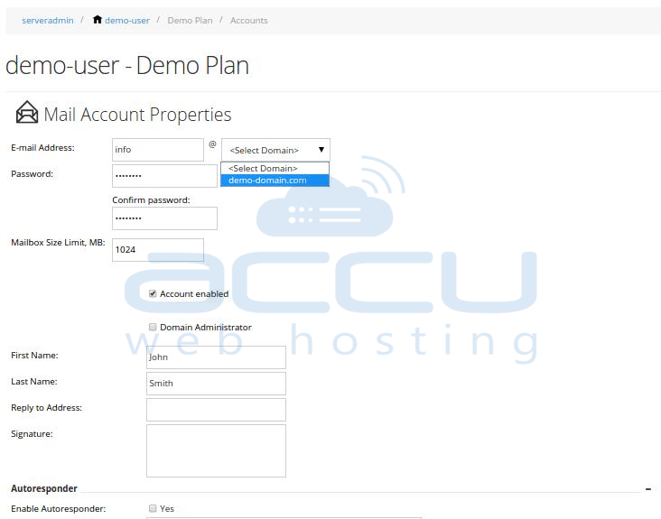 Mail Account Properties