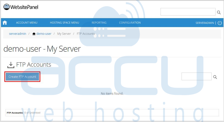 Create FTP Account