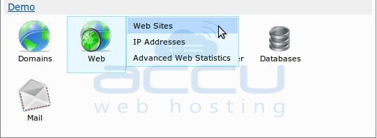 Select Websites Option from WebsitePanel