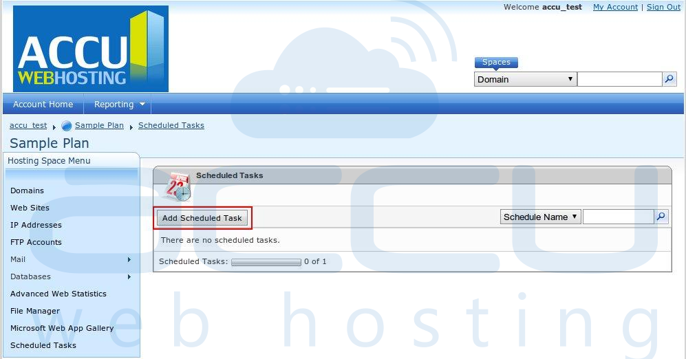 Click on Add Scheduled Task Button