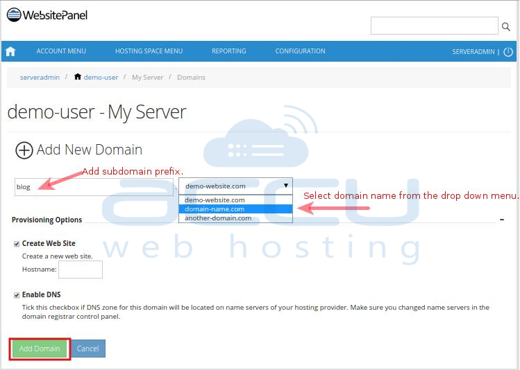 Add Subdomain