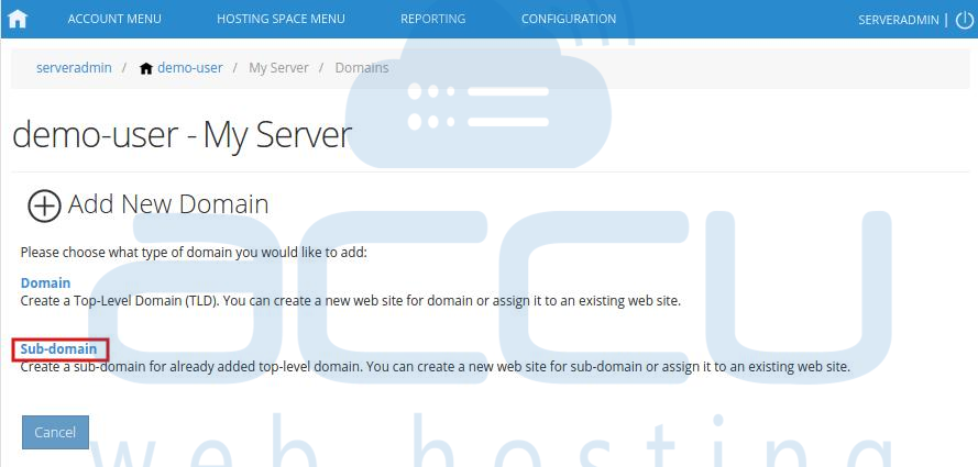 Add SubDomain