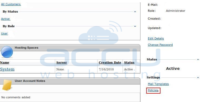 Click on Policies Option