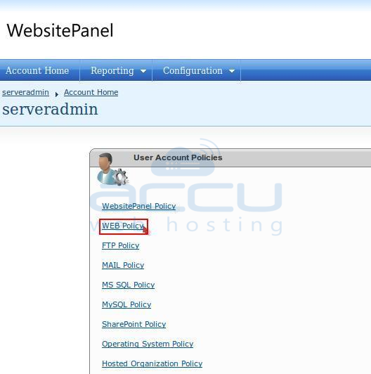 Click on Web Policy Option