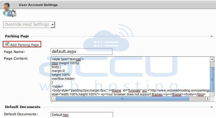 Enter Page Content for Parking Page