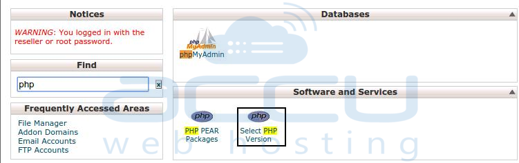 Select PHP Version
