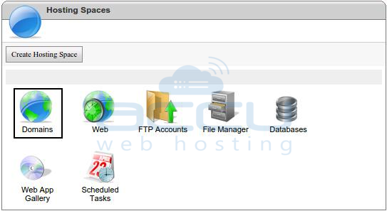 Select Domains Option from WebsitePanel