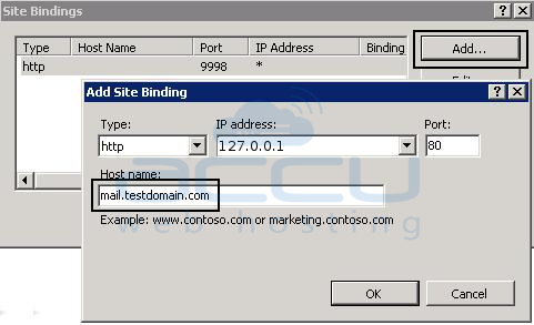 Set "mail.doaminanme.com" as Host Header Value in SmarterMail Website Binding