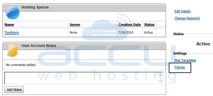 Select Policies Option