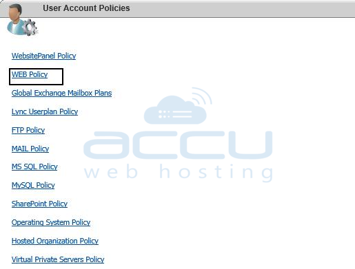 Select Web Policy Option