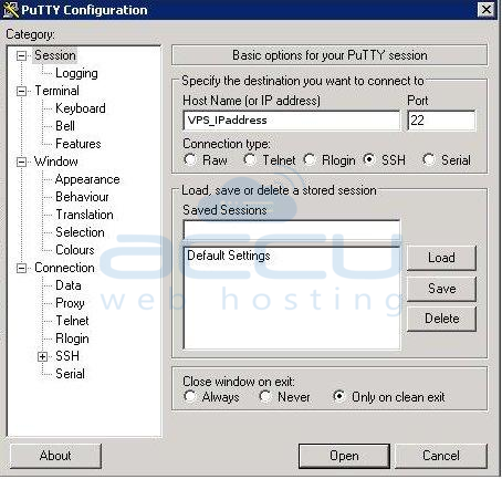 Conexión SSH de Putty en el sistema operativo Windows