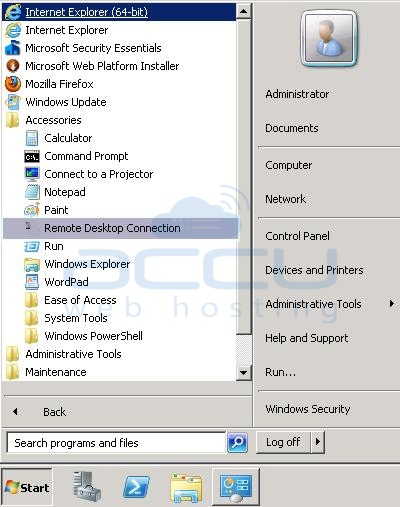 Open Remote Desktop Connection in Windows OS