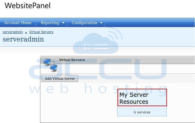 Click on your Virtual Server Name