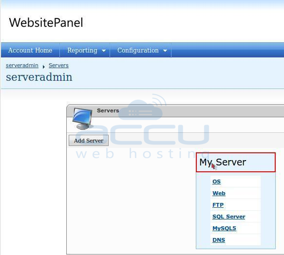 Click on your Server Name