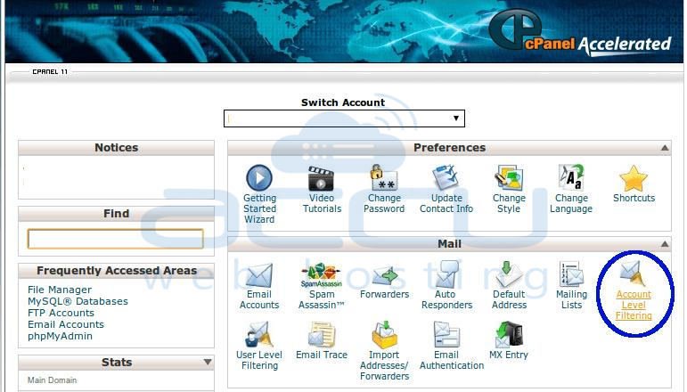 Account Level Filtering in cPanel
