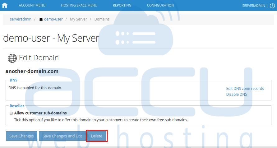 Delete Domain