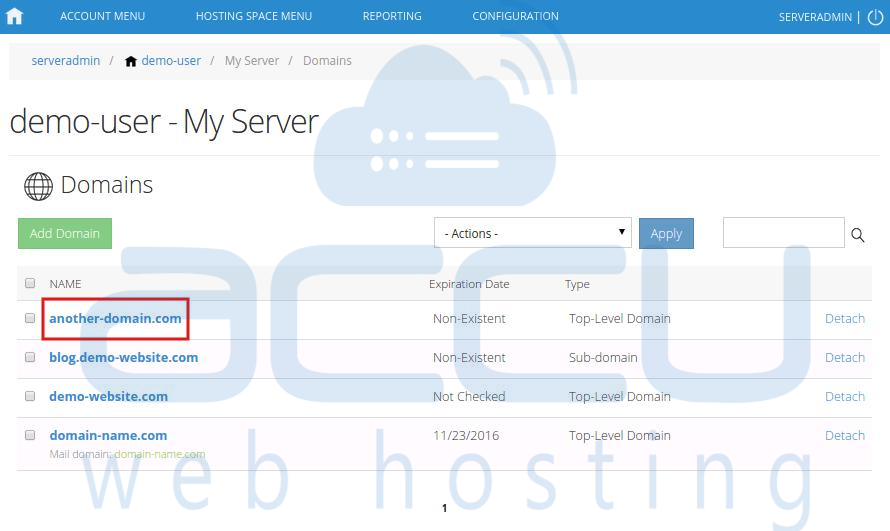 Select Domain Name
