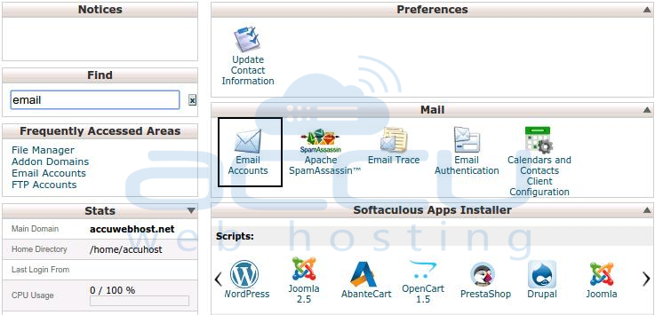 cPanel Email Section