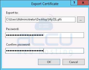 Specify the Path and Password to Complete Certificate Export Process