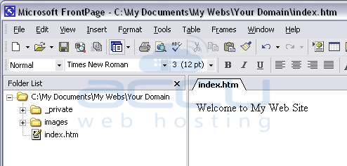 Opening Website in FrontPage
