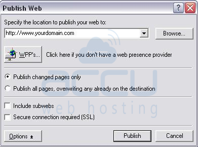 Specify Location to Publish the Web