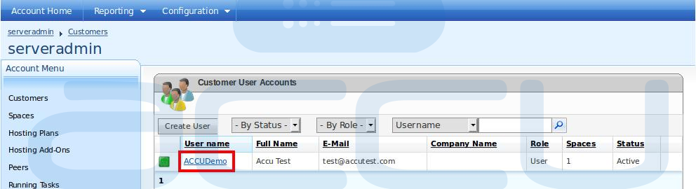 Click on the Customer Name for Whom You Would Like to Delete a Domain/Sub-Domain