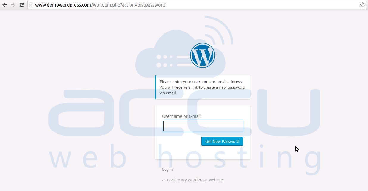 Enter wp username or recovery email address