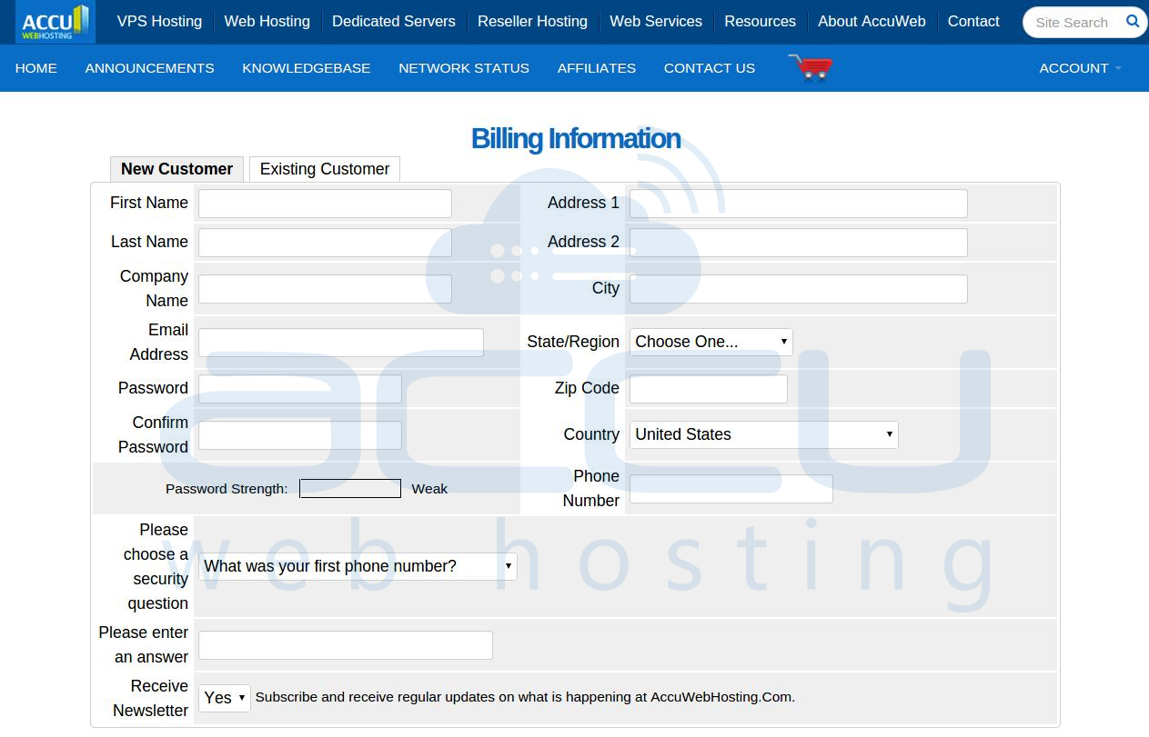 Fill all Required Billing Information in order to Create a Billing Account in Our System Fill all Required Billing Information in order to Create a Billing Account in Our System