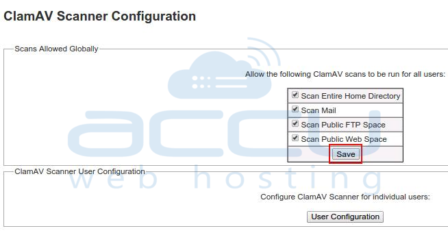 ClamAV scan configuration