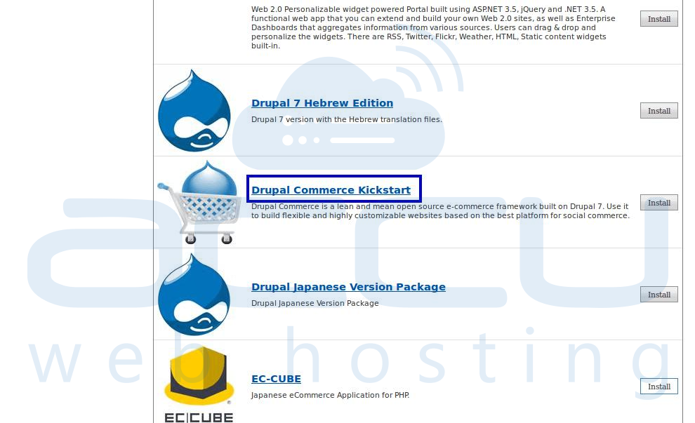 Select Drupal Commerce Kickstart Option