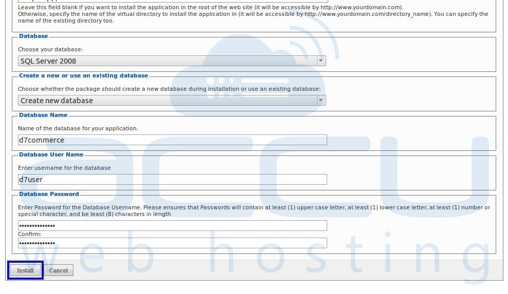 Fill All Details to Install Drupal