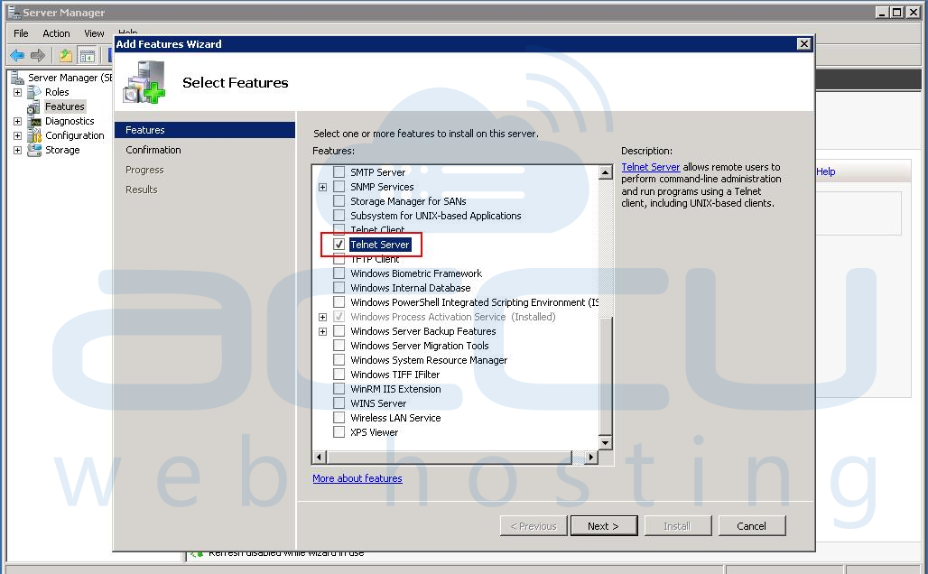 install telnet server windows 7