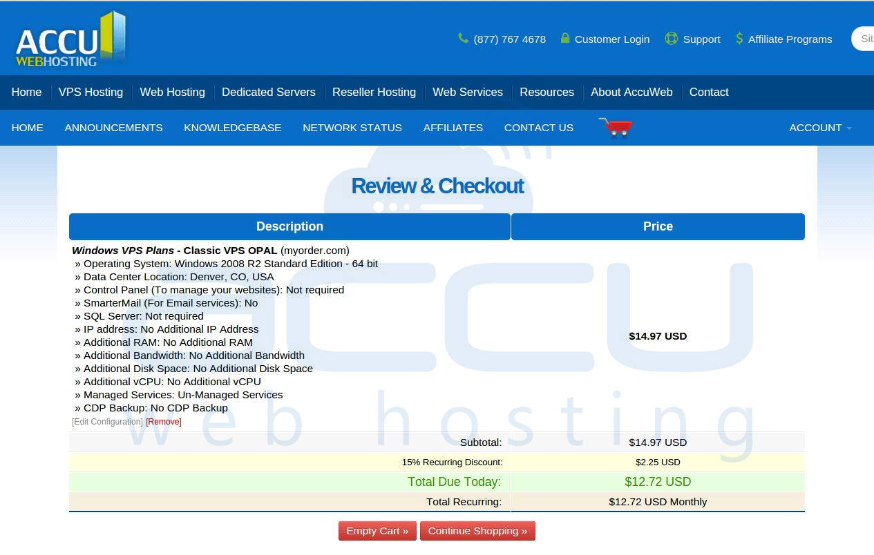 Review and Checkout to Add New Service