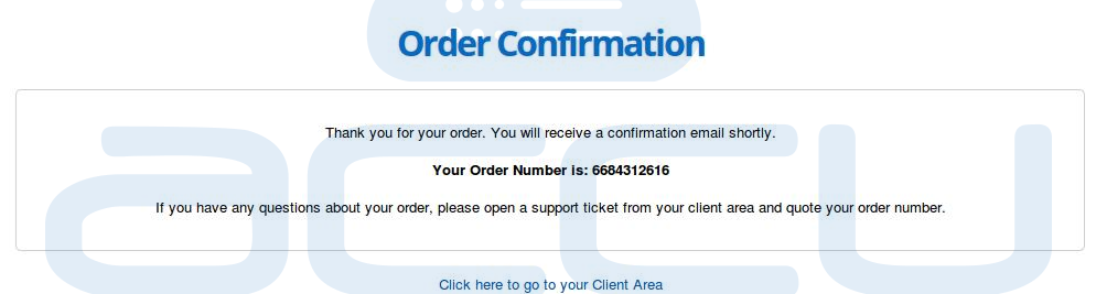 Order Confirmation after Completing the Payment