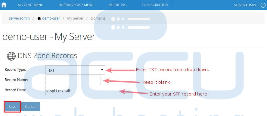 Add TXT Record