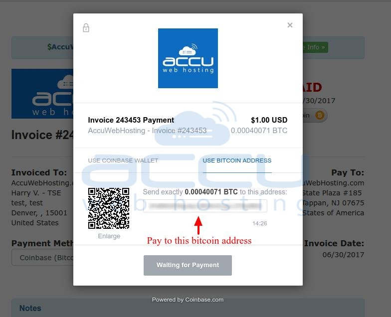 How To Make Payment With Bitcoins Knowledgebase Accuwebhosting - 