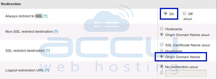 Set SSL Redirection Destination from Tweak Settings