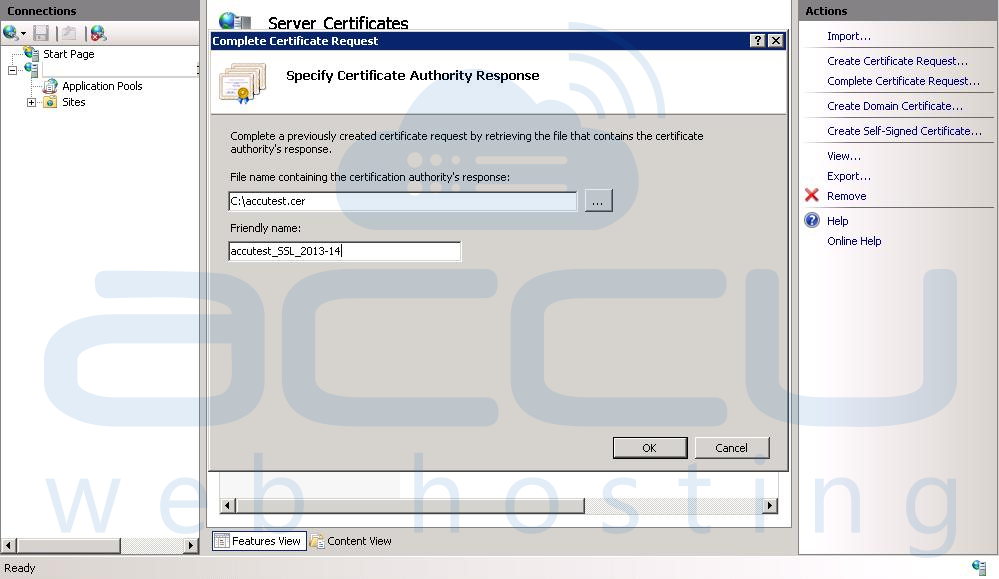 Specify Certificate Authority Reponse Details