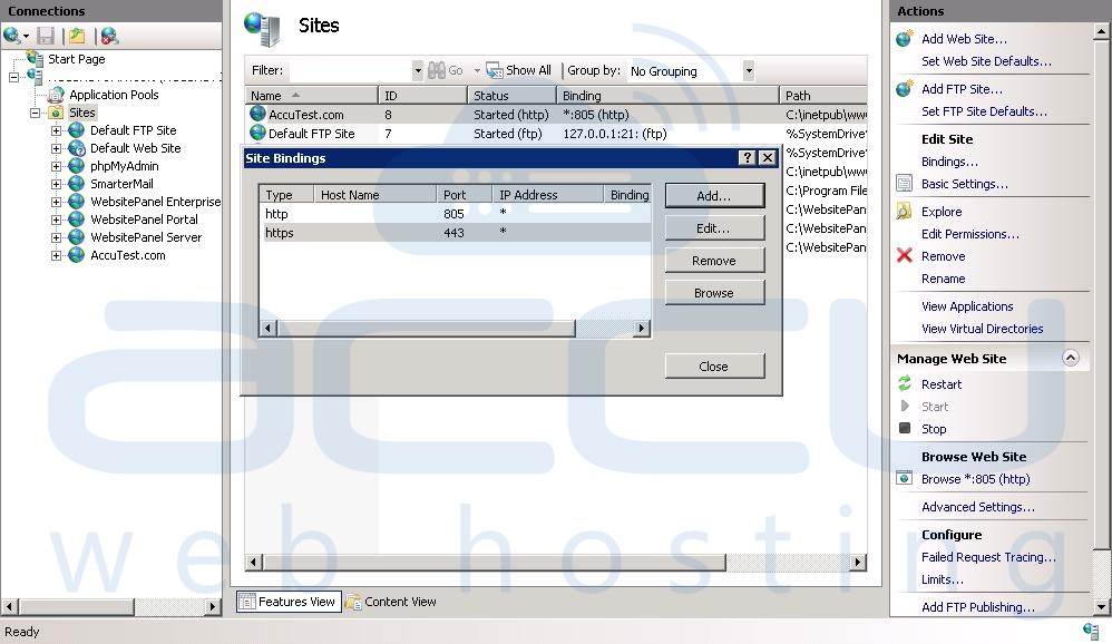 Edit Site Bindings to Bind New SSL Certificate