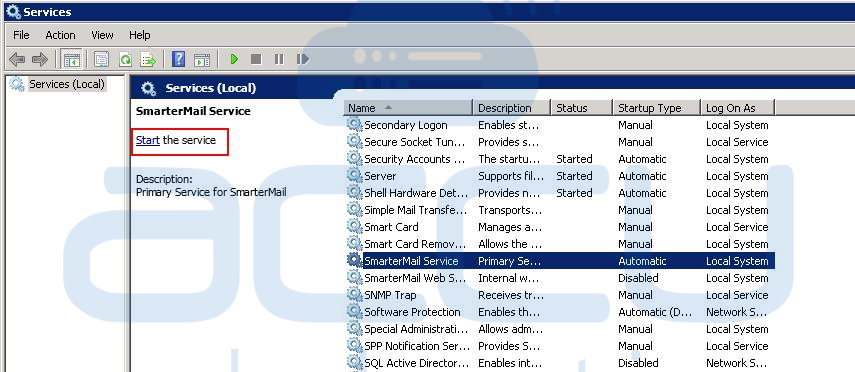 Start Smartermail Service